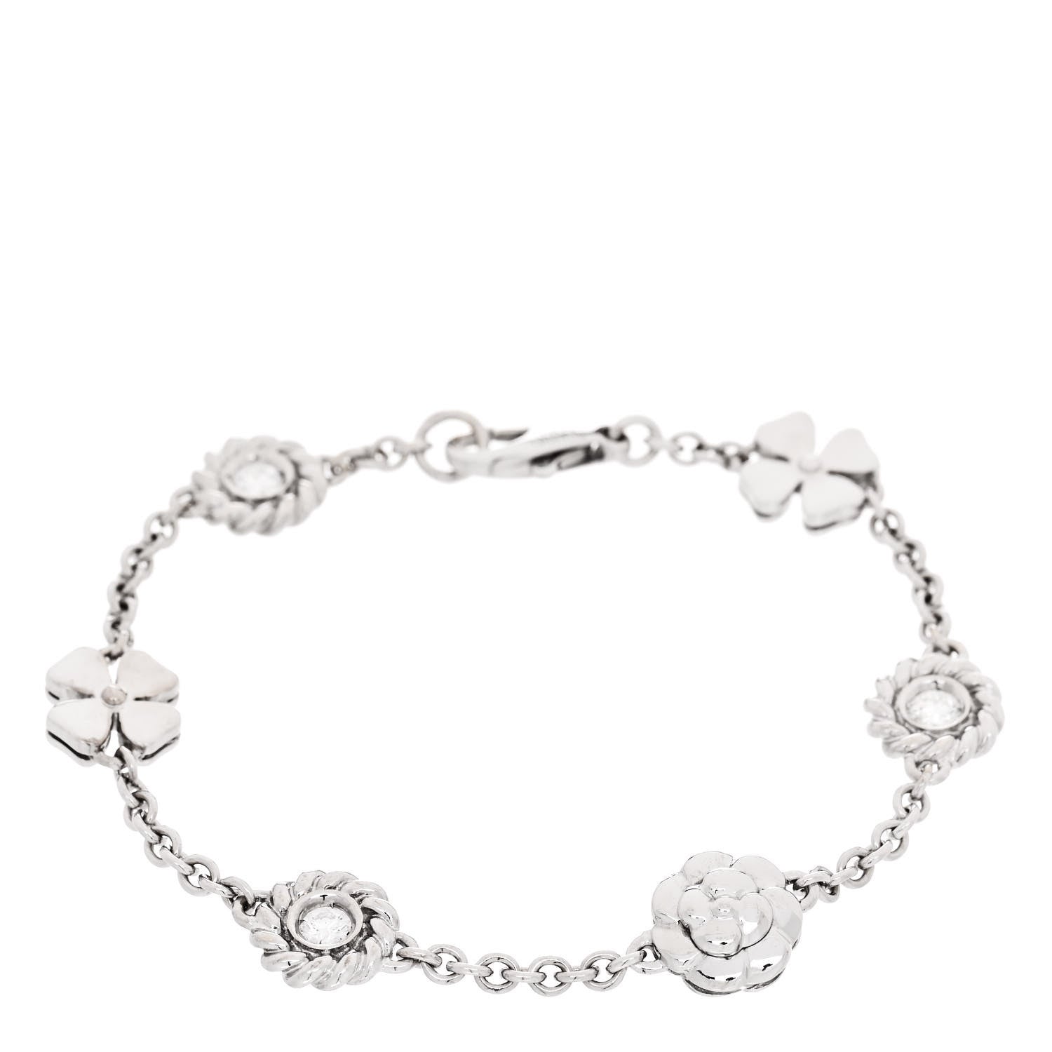Chanel 18K Yellow Gold Diamond Camellia Bracelet 1 of 4