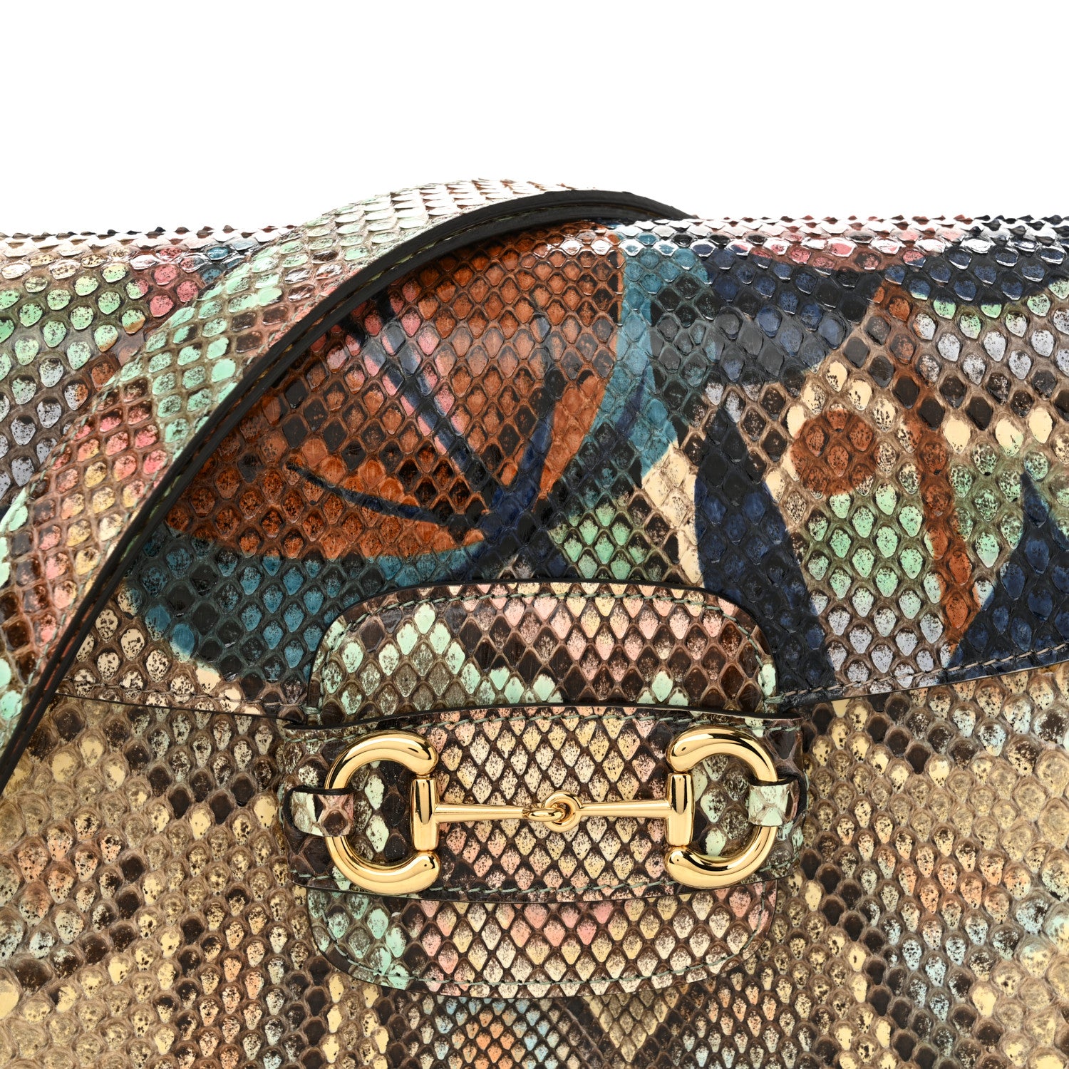 Gucci Snakeskin Horsebit 1955 Shoulder Bag Multicolor 8 of 14