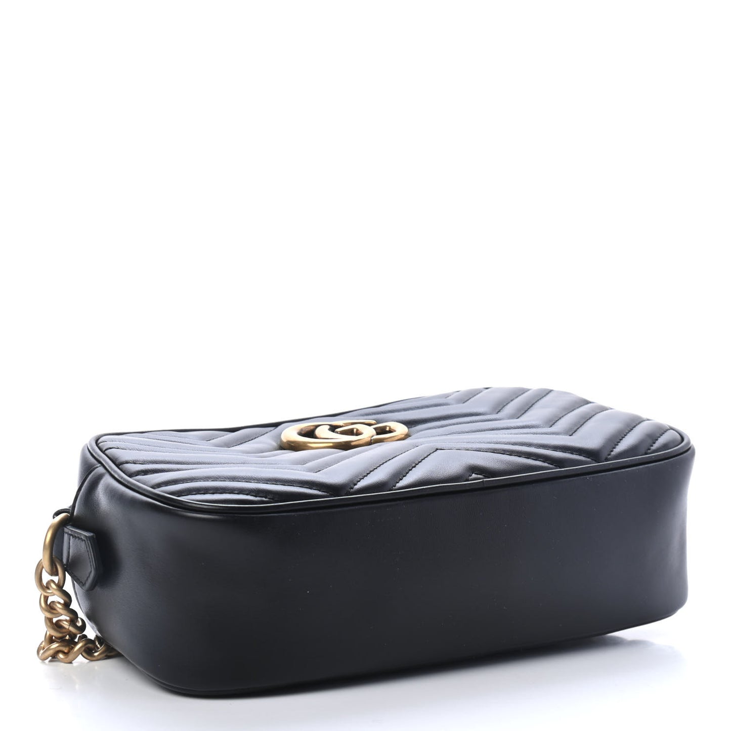 Calfskin Matelasse Small GG Marmont Chain Shoulder Bag Black