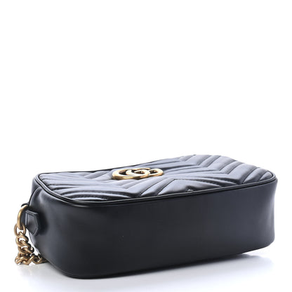 Gucci Calfskin Matelasse Small GG Marmont Chain Shoulder Bag Black 3 of 4