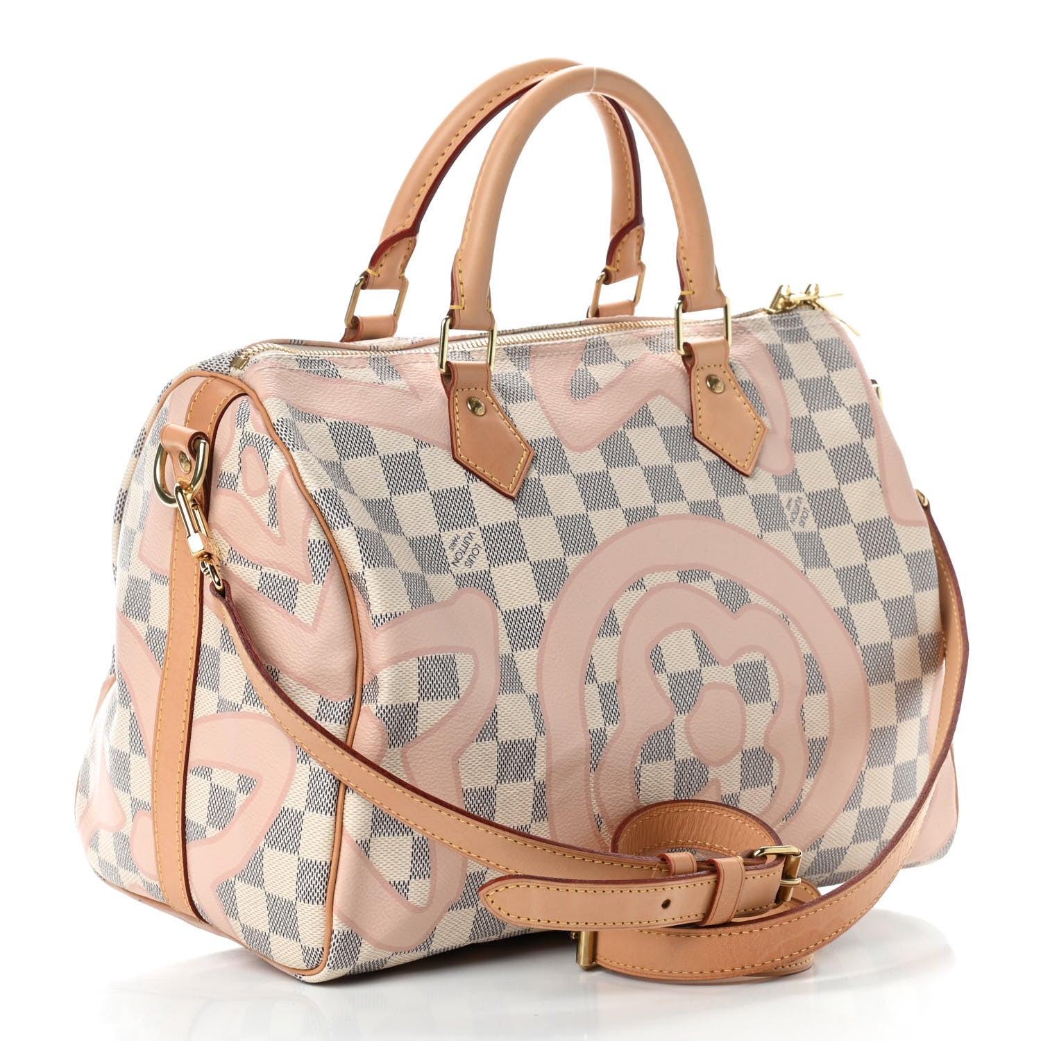 Louis Vuitton Damier Azur Tahitienne Speedy Bandouliere 30 Rose Ballerine 3 of 9