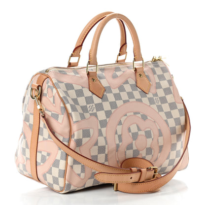 Louis Vuitton Damier Azur Tahitienne Speedy Bandouliere 30 Rose Ballerine 3 of 9