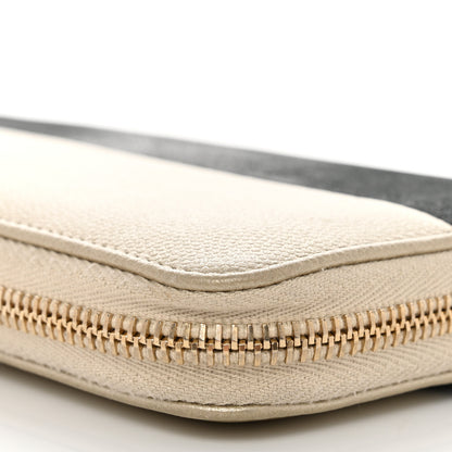 Chanel Caviar Iridescent Calfskin Long Duo Zip Around Wallet Light Gold Black 12 of 13