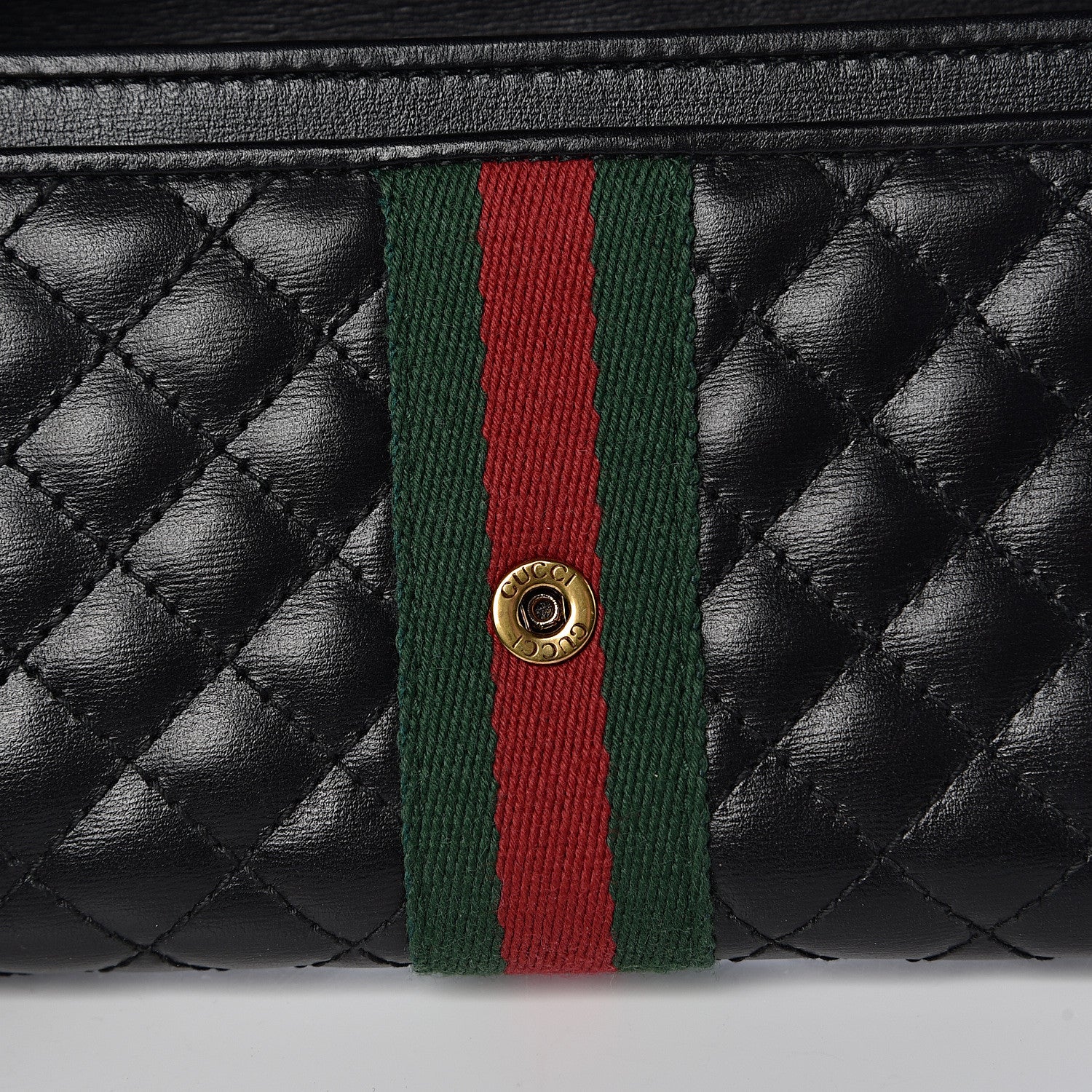 Gucci Calfskin Web Trapuntata GG Continental Wallet Black 9 of 12