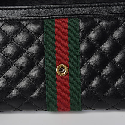 Gucci Calfskin Web Trapuntata GG Continental Wallet Black 9 of 12