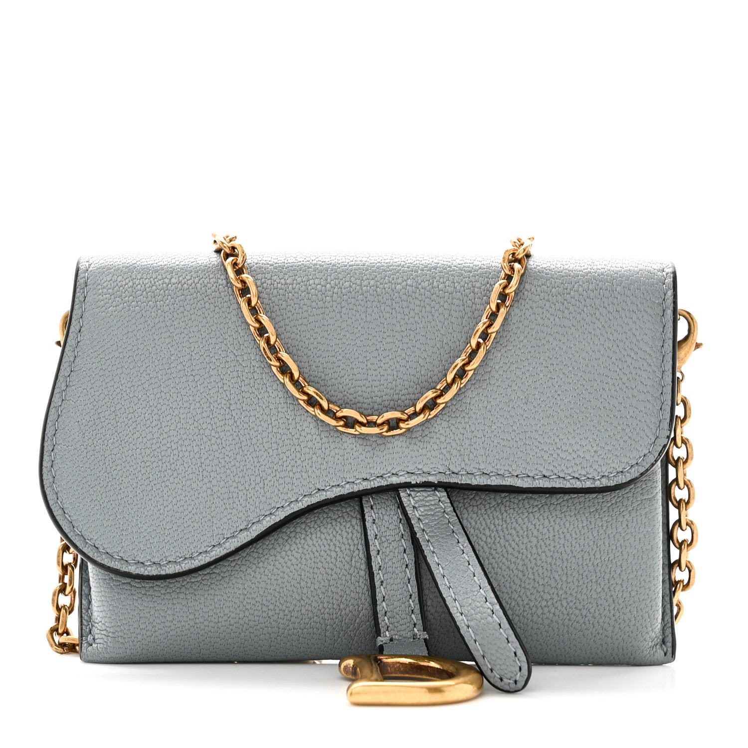 Christian Dior Goatskin Nano Saddle Chain Pouch Blue 1 of 8