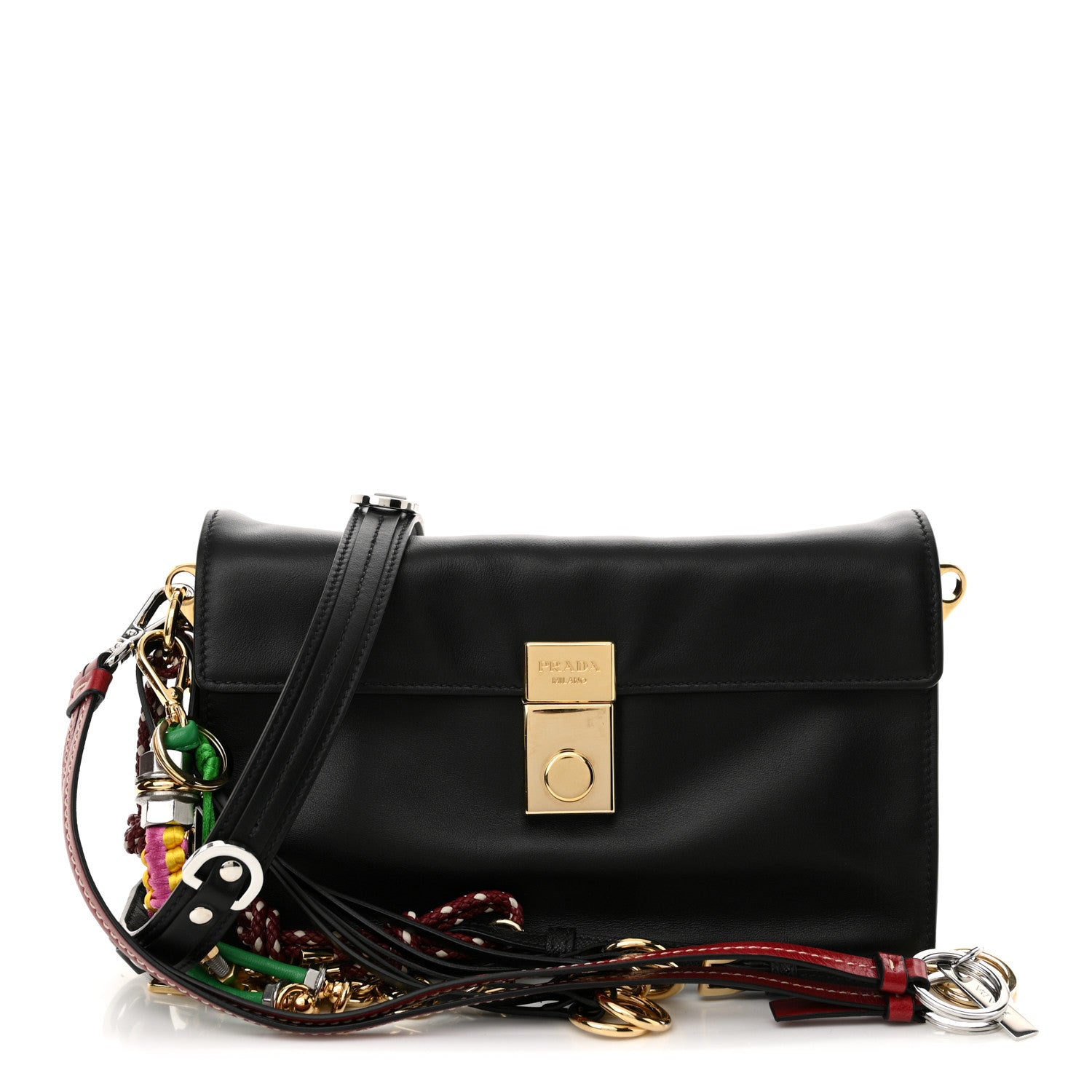 Prada Calfskin Soft Sound Charms Shoulder Bag Black 1 of 10