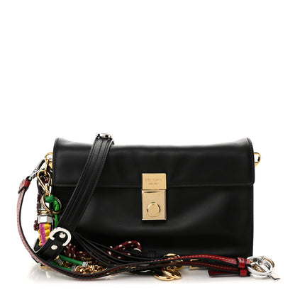 Prada Calfskin Soft Sound Charms Shoulder Bag Black 1 of 10