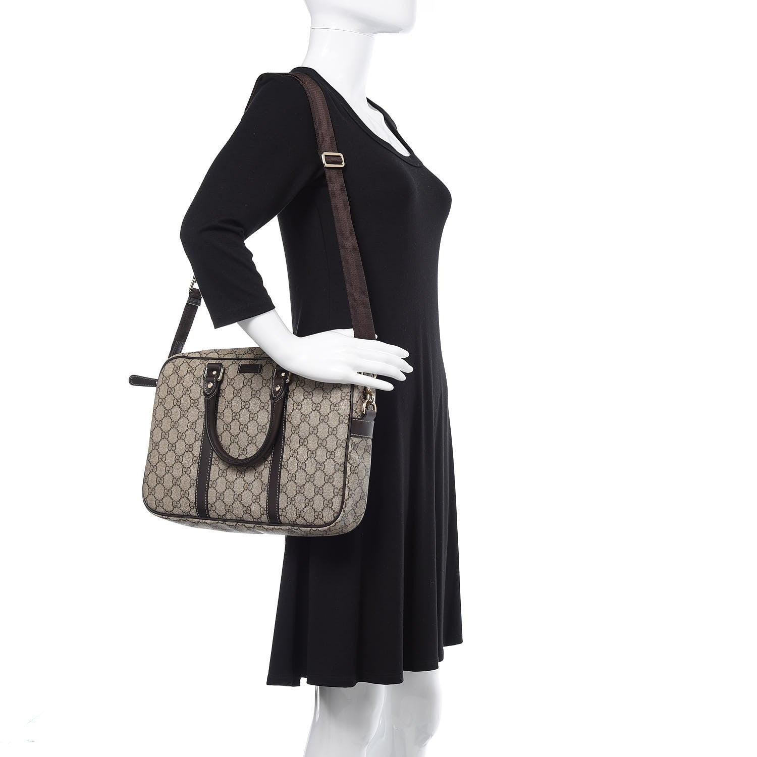 Gucci GG Supreme Monogram Briefcase Dark Brown 2 of 11