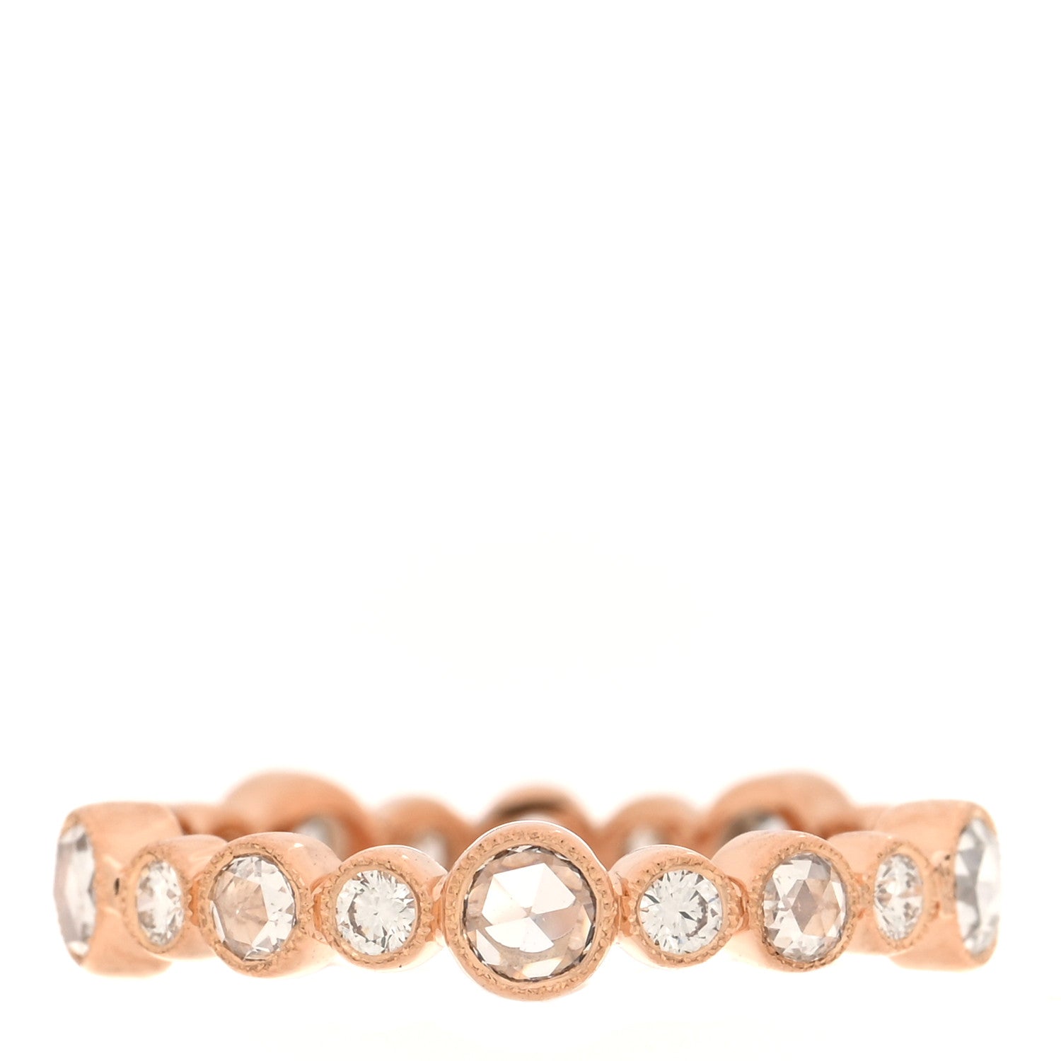 Tiffany 18K Rose Gold Diamond Narrow Cobblestone Band Ring 47 4 3 of 5