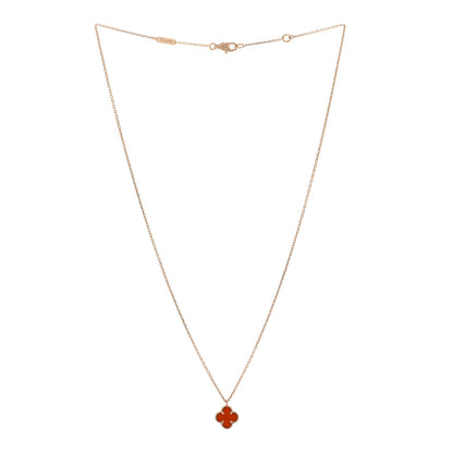 Van Cleef & Arpels 18K Rose Gold Carnelian Sweet Alhambra Pendant Necklace 3 of 5