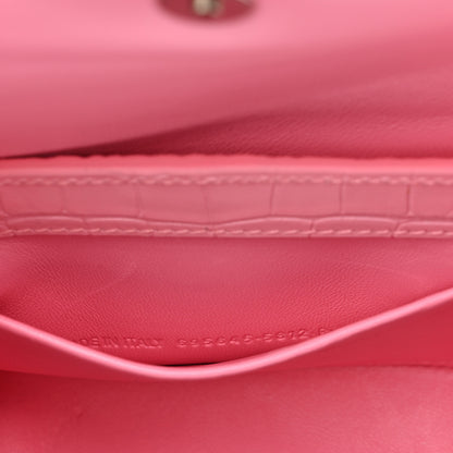 Balenciaga Shiny Super Supple Calfskin Crocodile Embossed Small XX Flap Stretch Bag Sweet Pink 8 of 13