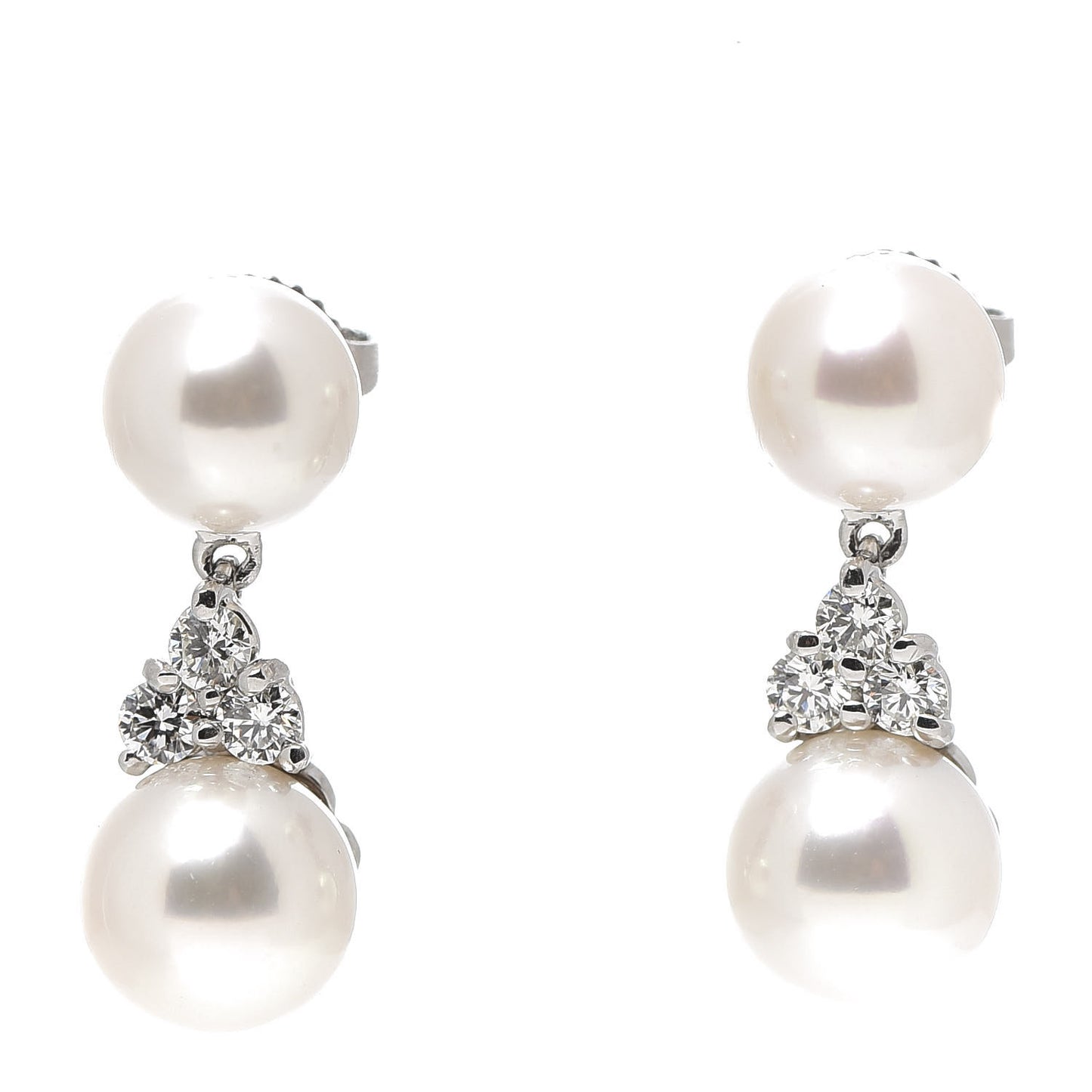 Platinum Diamond Akoya Pearl 7-8mm Aria Drop Earrings