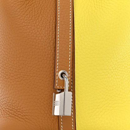 Hermes Taurillon Clemence Casaque Picotin Lock 18 PM Lime Sesame 8 of 11
