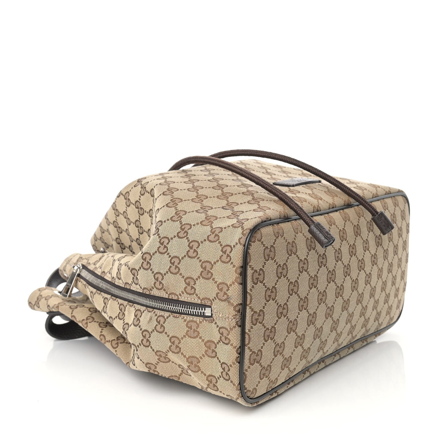 Monogram Dollar Calfskin O Drawstring Backpack Beige Ebony Testa di Moro Dark Chocolate