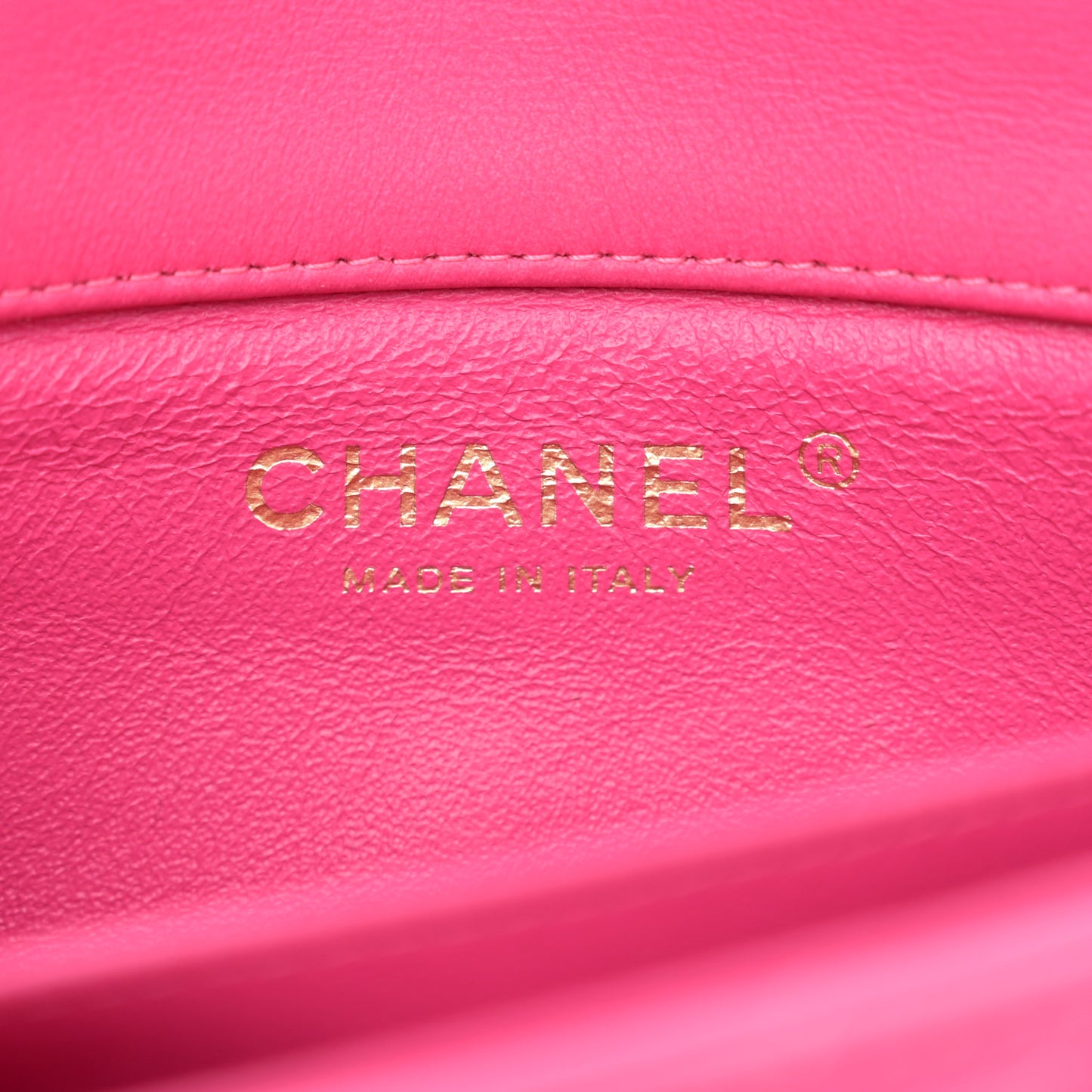 Lambskin Chevron Quilted Extra Mini Rectangular Flap Dark Pink