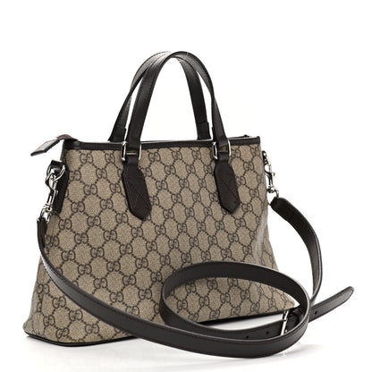 Gucci GG Supreme Monogram Small Zippered Tote Dark Brown 3 of 11