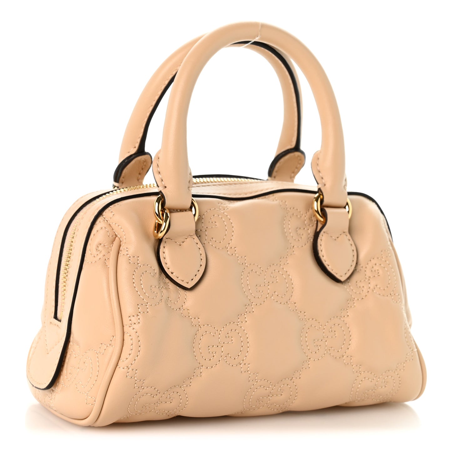 Calfskin GG Matelasse Mini Bowler Bag Naturale