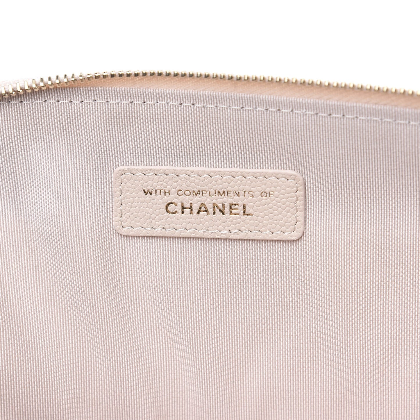 Caviar Chevron Quilted Large Cosmetic Case Light Pink