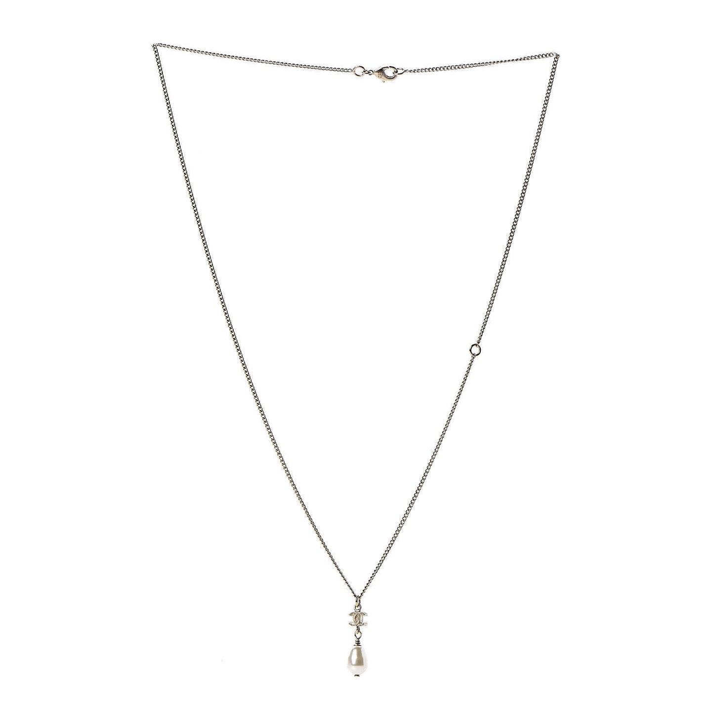 Pearl CC Drop Necklace Light Gold