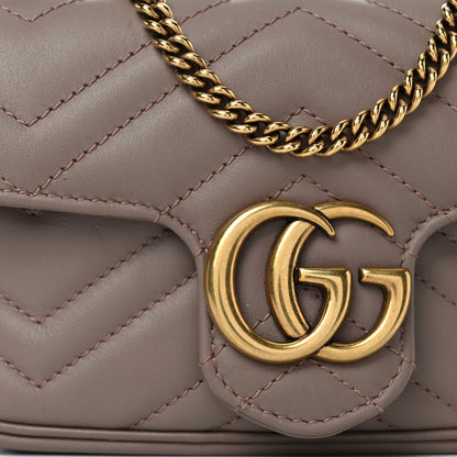 Gucci Calfskin Matelasse Super Mini GG Marmont Shoulder Bag Porcelain Rose 7 of 10