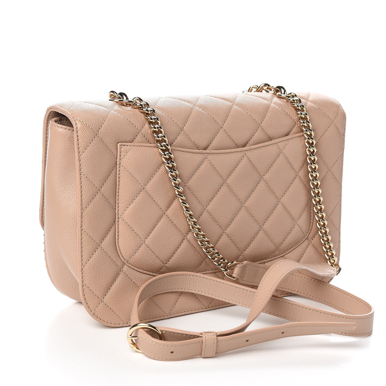 Chanel Caviar Quilted Large Studded Flap Beige 3 of 11