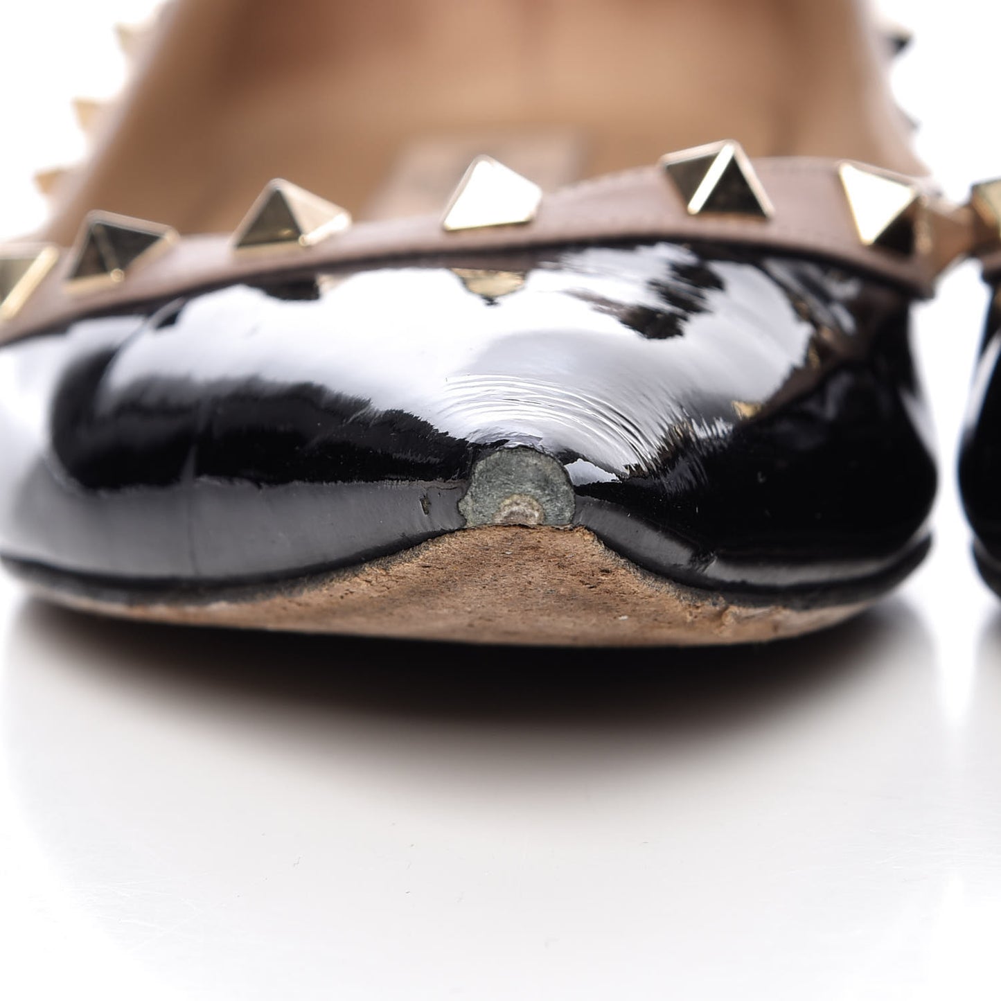 Patent Nappa Rockstud Ballerina Flats 38 Black Poudre