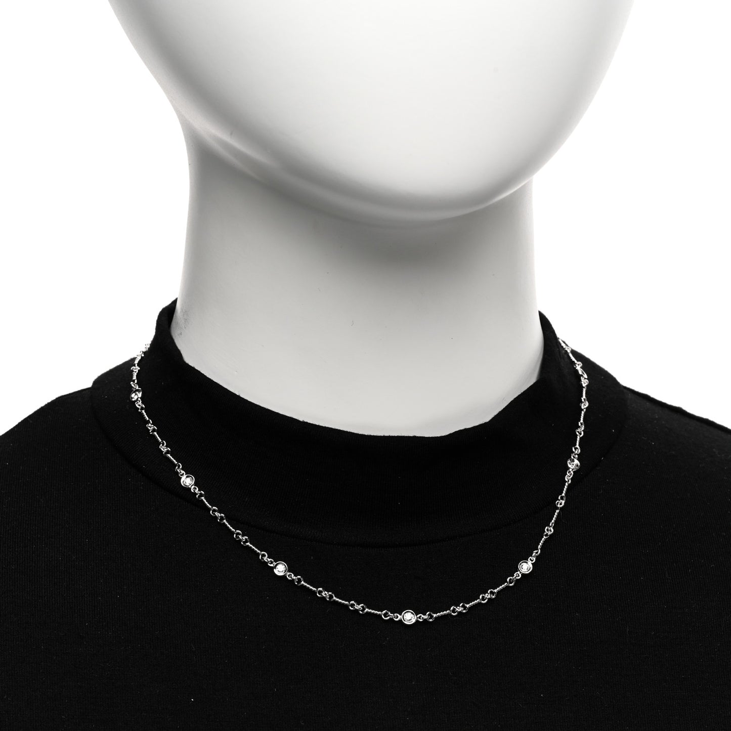 ROBERTO COIN 18K White Gold Diamond By the Inch Seven Station Dog Bone Necklace