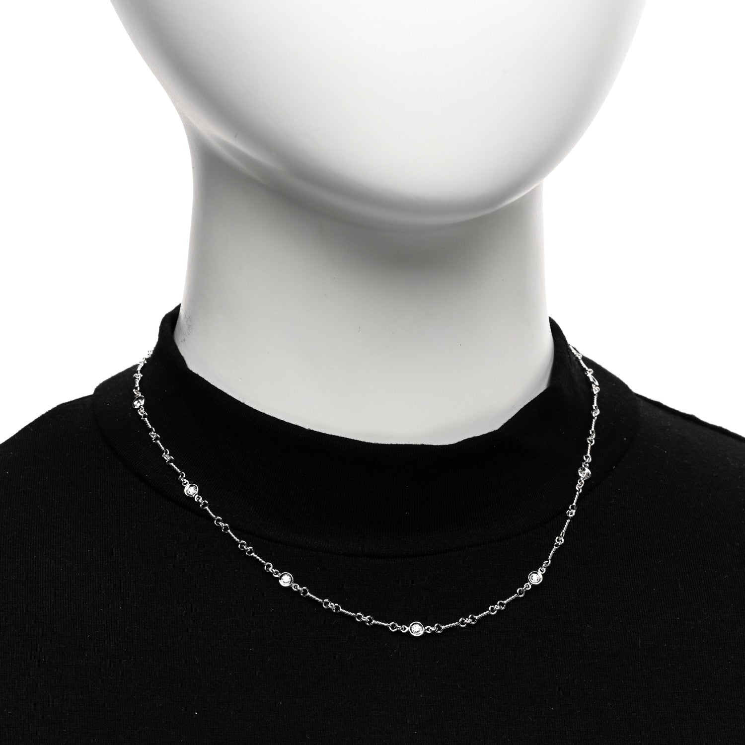 Roberto Coin ROBERTO COIN 18K White Gold Diamond By the Inch Seven Station Dog Bone Necklace 2 of 5