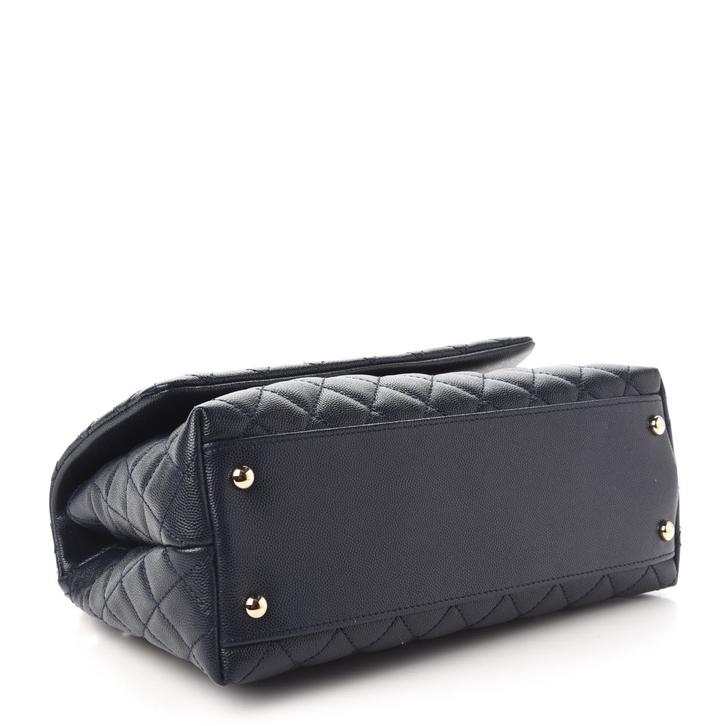 Caviar Lizard Quilted Small Coco Handle Flap Navy Blue