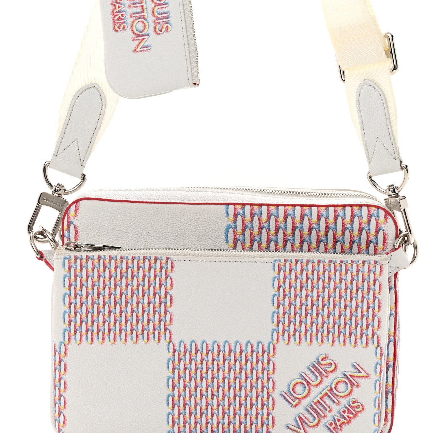 Louis Vuitton Cowhide Damier Spray Trio Messenger Bag White 7 of 10