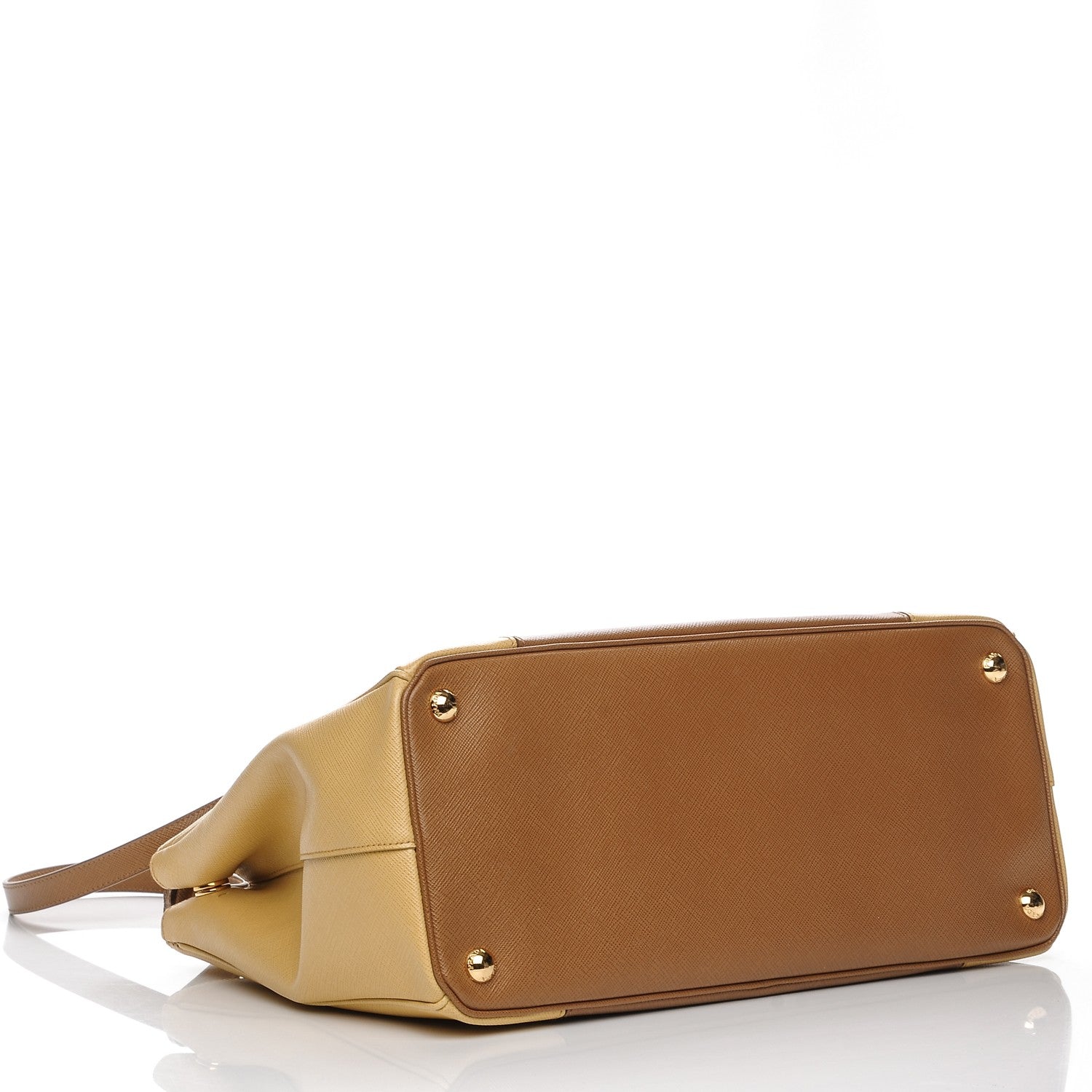 Prada Saffiano Lux Medium Bi-Color Double Zip Tote Caramel Gine 4 of 7