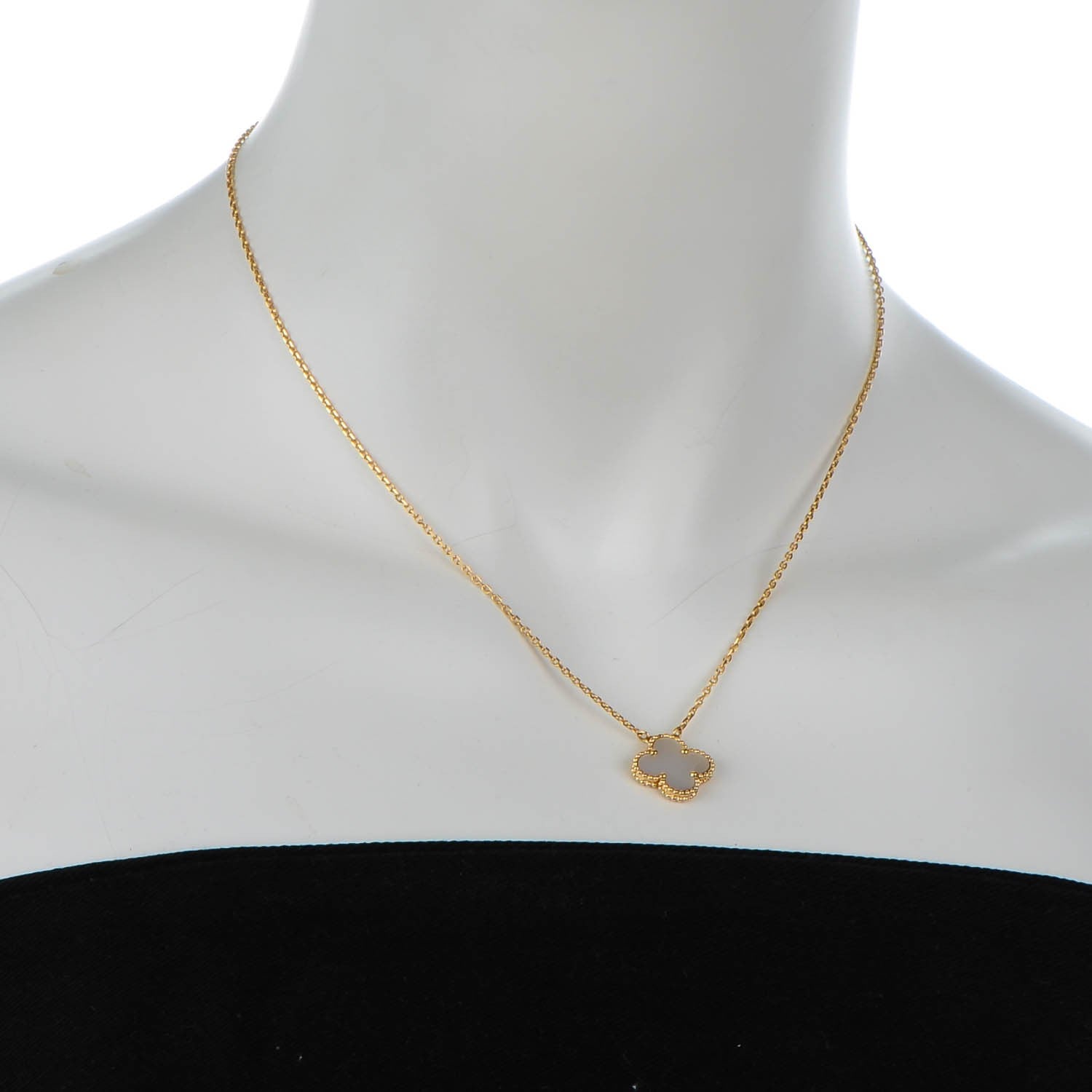 Van Cleef & Arpels 18K Yellow Gold Mother of Pearl Vintage Alhambra Pendant Necklace 2 of 6
