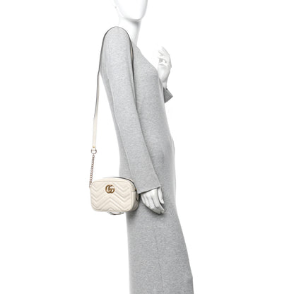 Gucci Calfskin Matelasse Mini GG Marmont Chain Shoulder Bag White 2 of 12