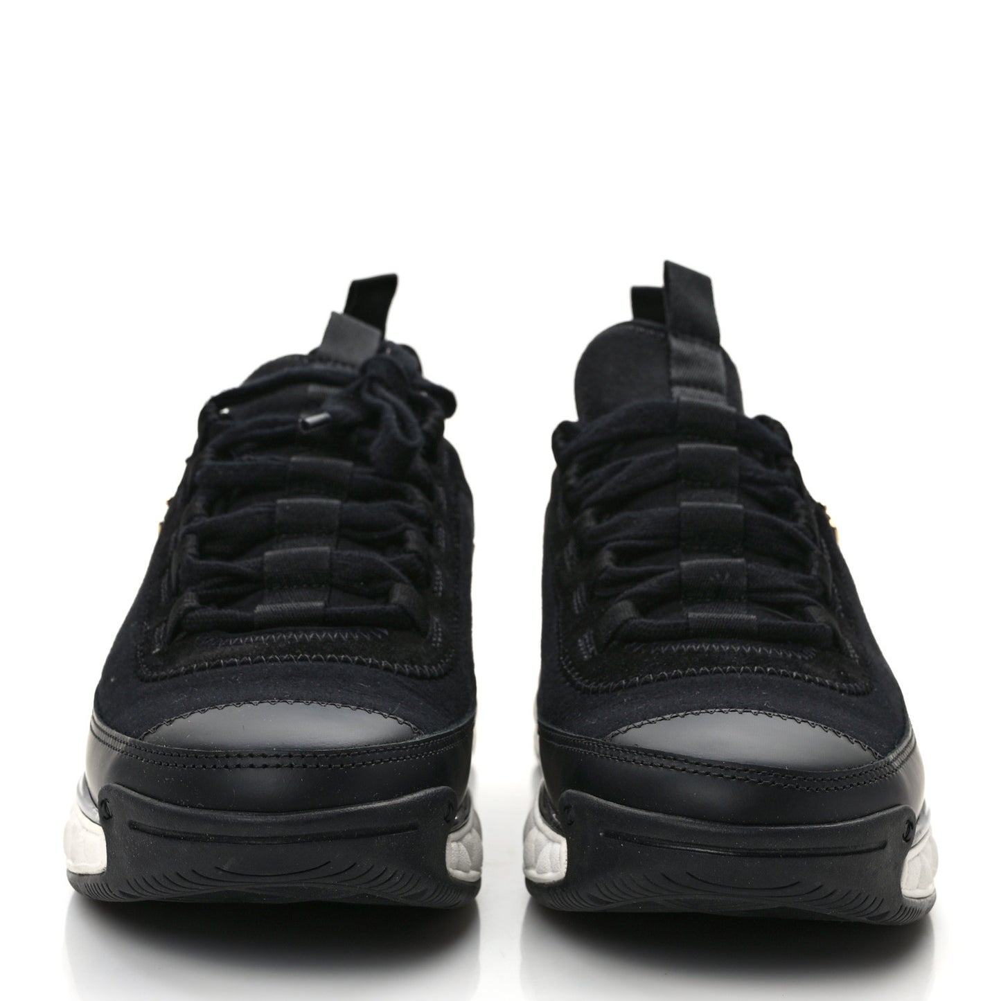 Velvet Calfskin Mixed Fibers CC Sneakers 38 Black