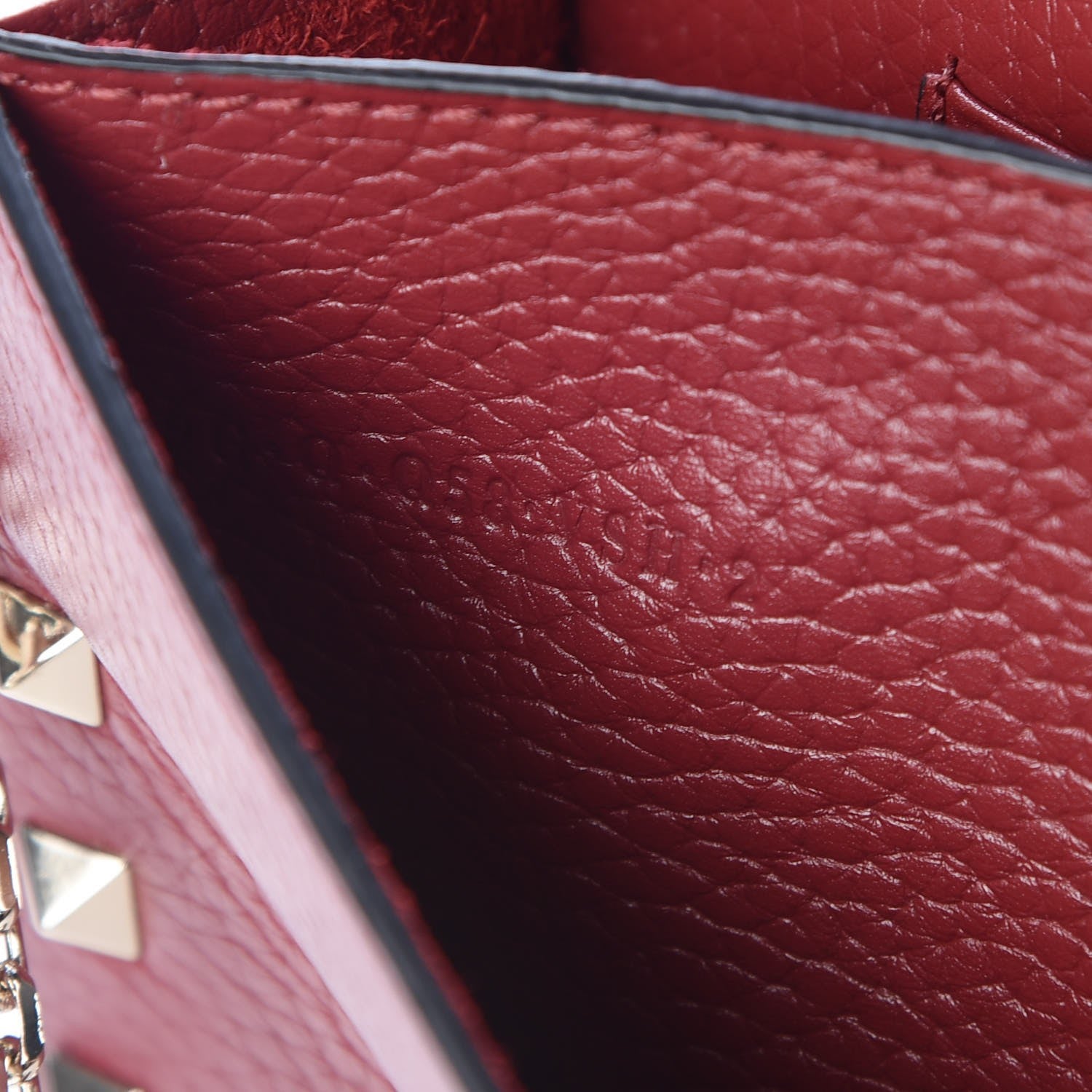 Valentino Garavani Pebbled Calfskin Rockstud Envelope Wallet on Chain Rubino 7 of 8