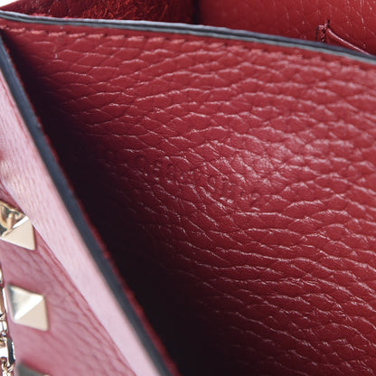 Valentino Garavani Pebbled Calfskin Rockstud Envelope Wallet on Chain Rubino 7 of 8