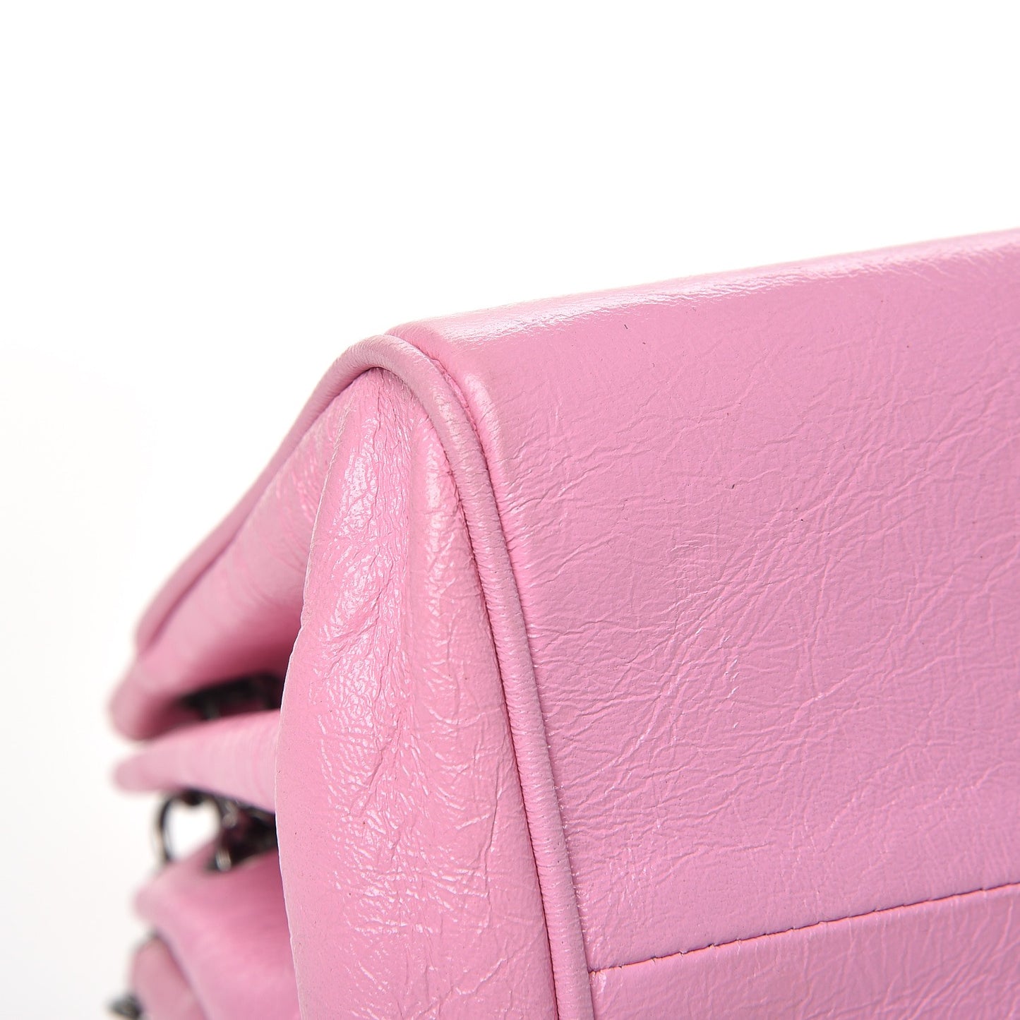 Glazed Calfskin Quilted Lucky Charms East West Accordion Flap Pink