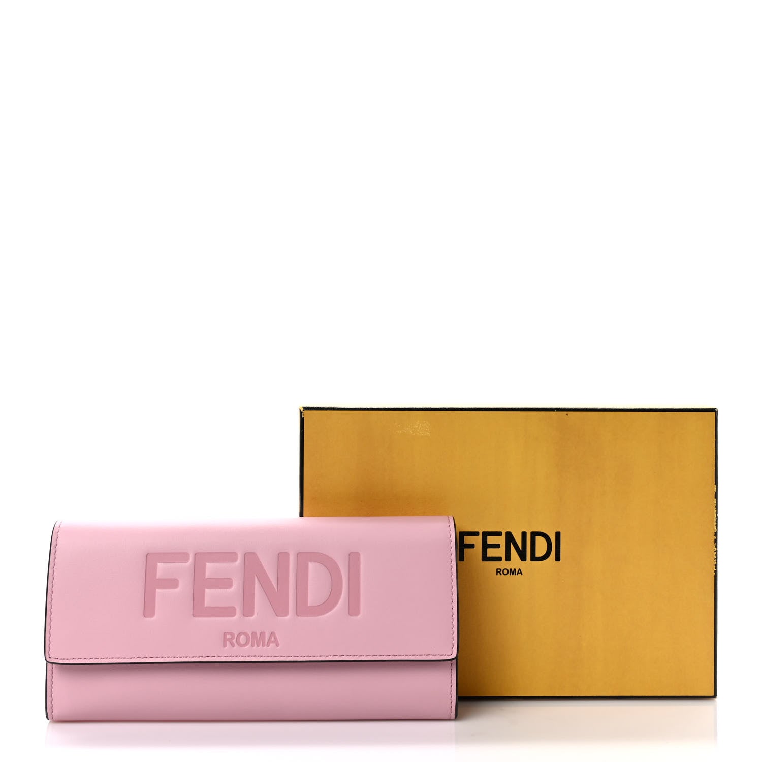 Fendi Vitello King Tamponato Logo Embossed Continental Wallet Rosa Acquerello 8 of 8