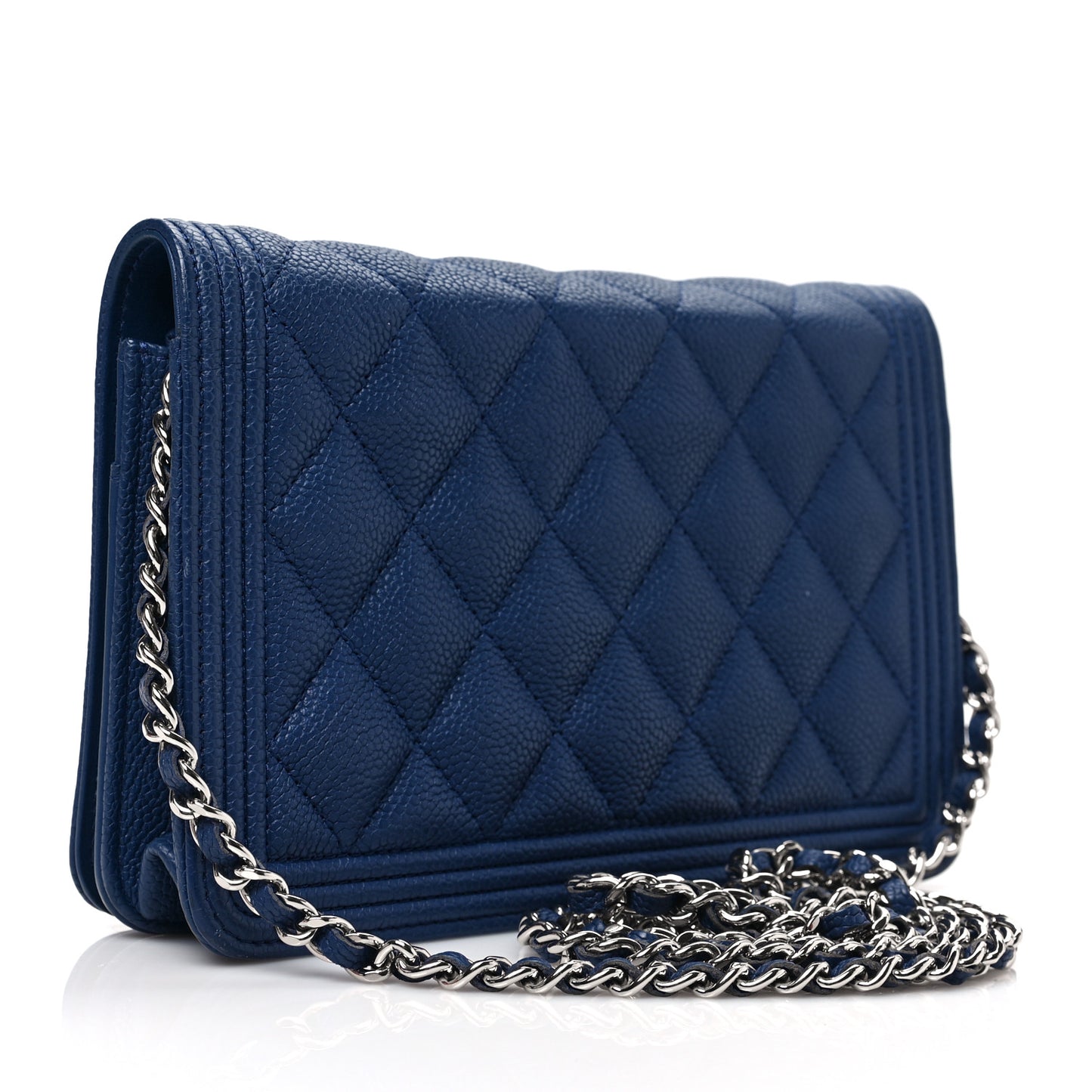 Caviar Quilted Boy Wallet On Chain WOC Blue