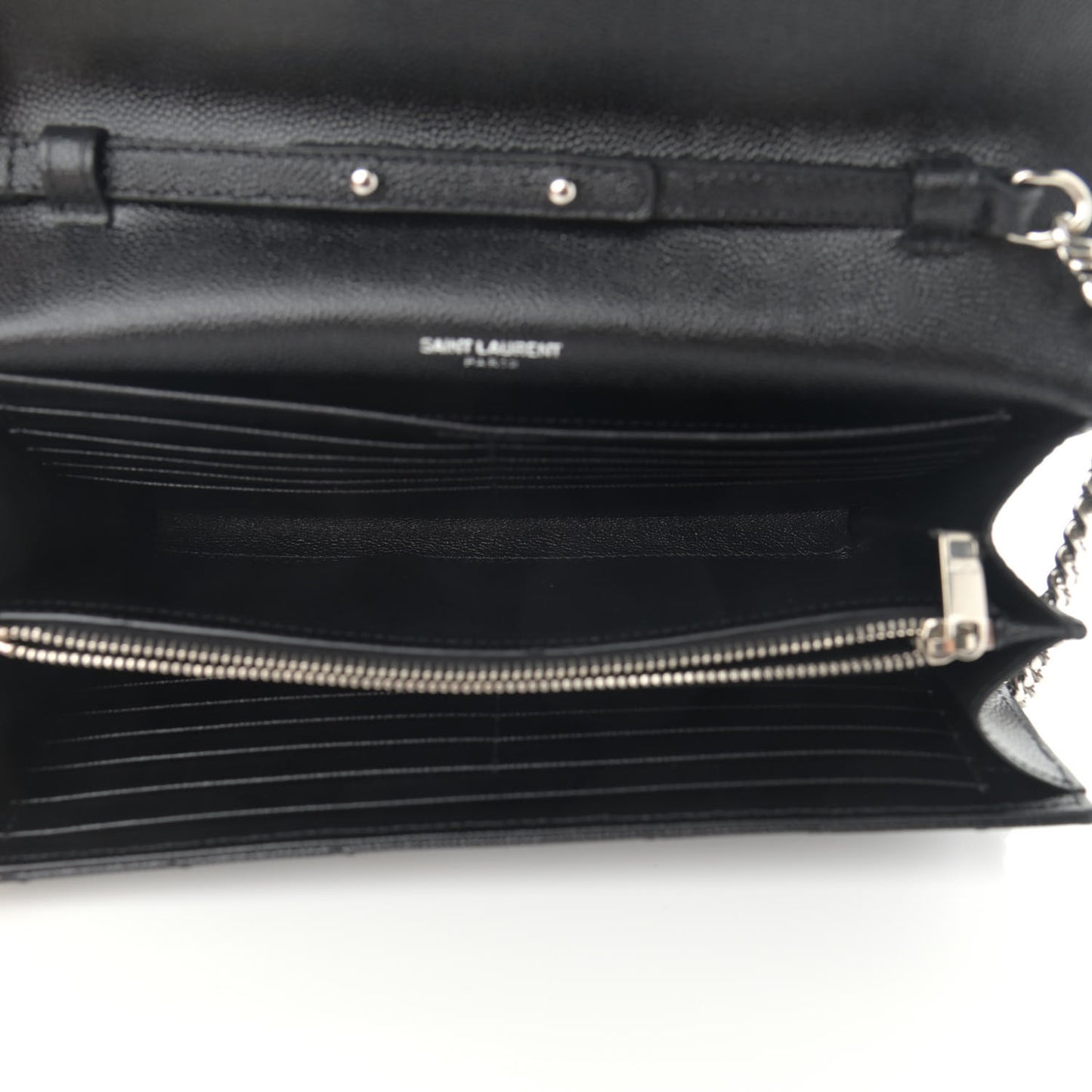 Grain De Poudre Matelasse Chevron Monogram Chain Wallet Black