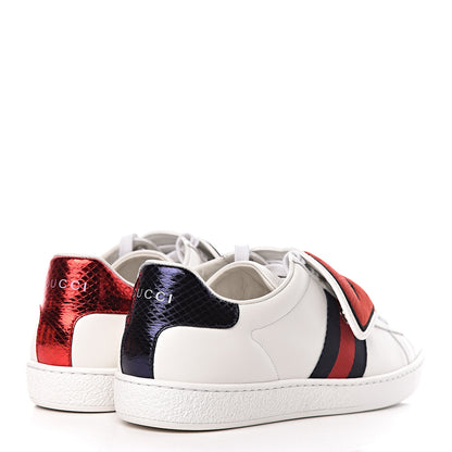 Gucci Calfskin Ayers Web Blind for Love Embroidered Womens Ace Sneakers 37.5 White 4 of 12