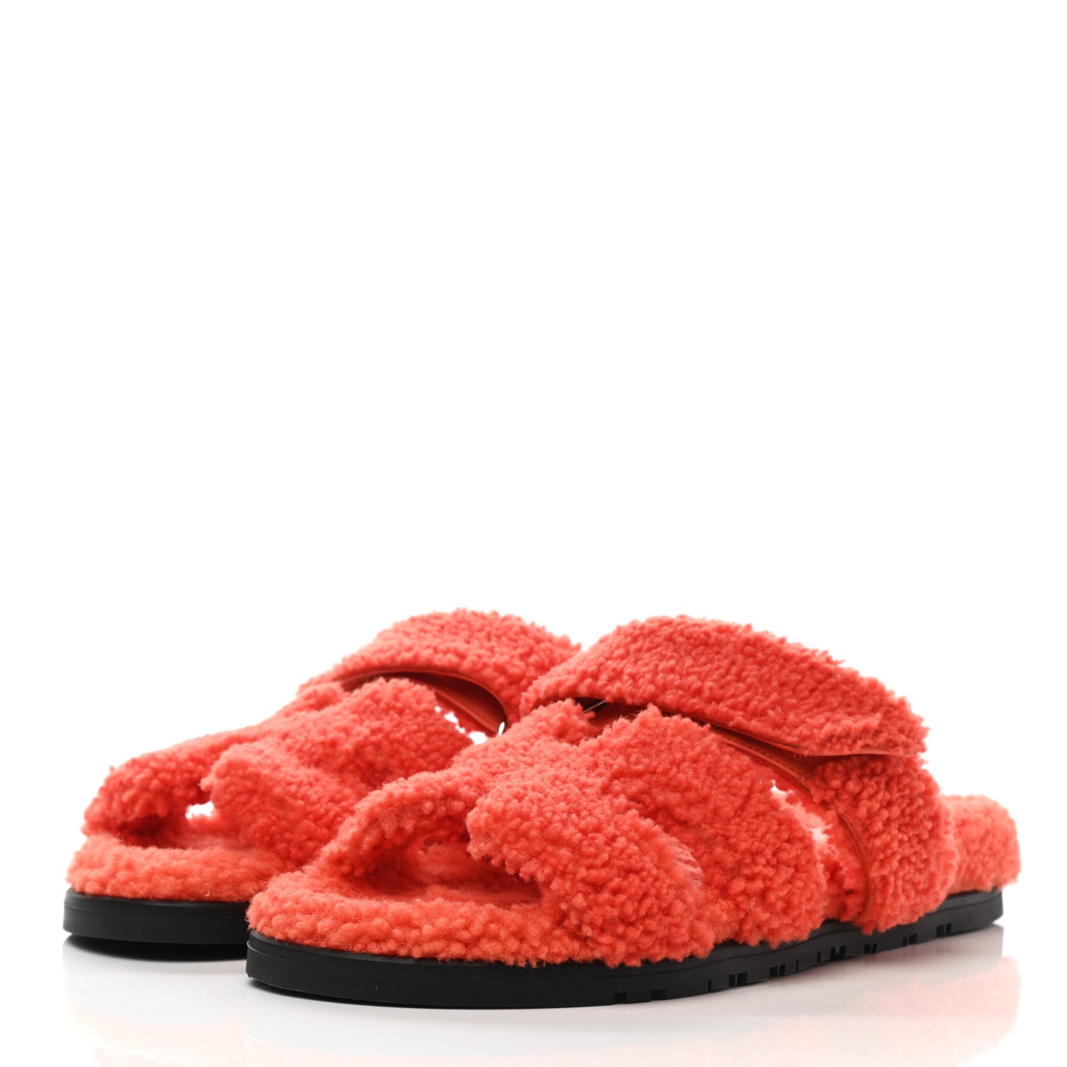 Hermes Woolskin Womens Chypre Sandals 38 Orange 3 of 8