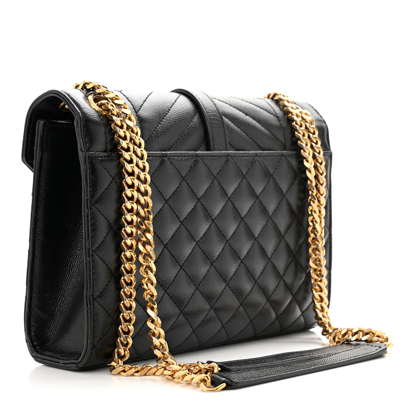 Grain De Poudre Textured Mixed Matelasse Triquilt Medium Monogram Satchel Black