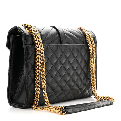 Saint Laurent Grain De Poudre Textured Mixed Matelasse Triquilt Medium Monogram Satchel Black 3 of 14