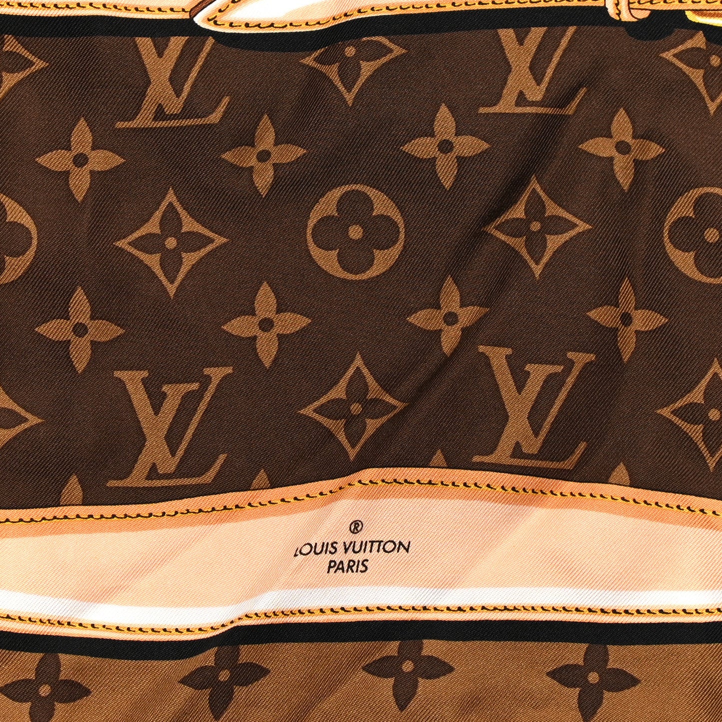 Silk Monogram Confidential Square Scarf Brown