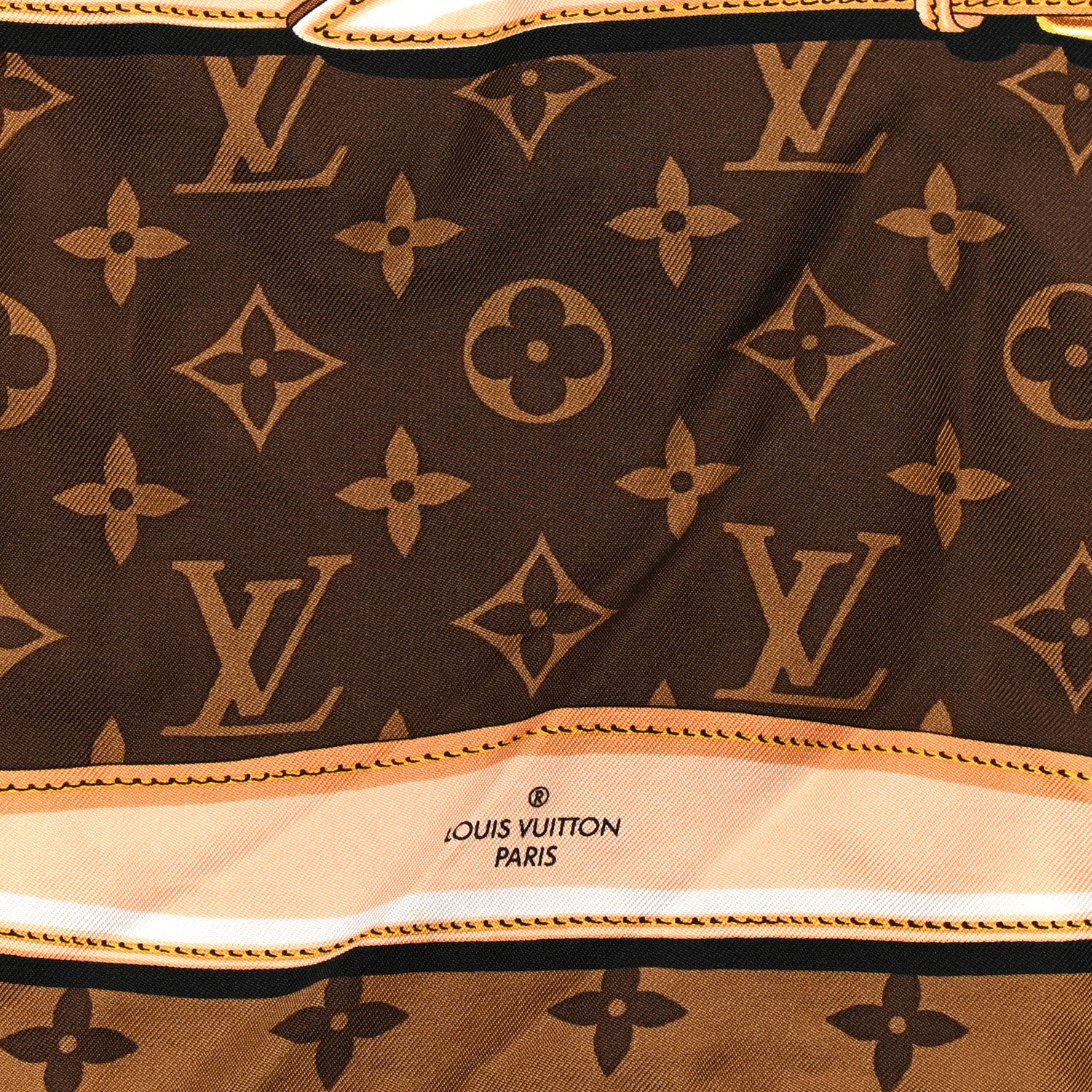 Louis Vuitton Silk Monogram Confidential Square Scarf Brown 2 of 4