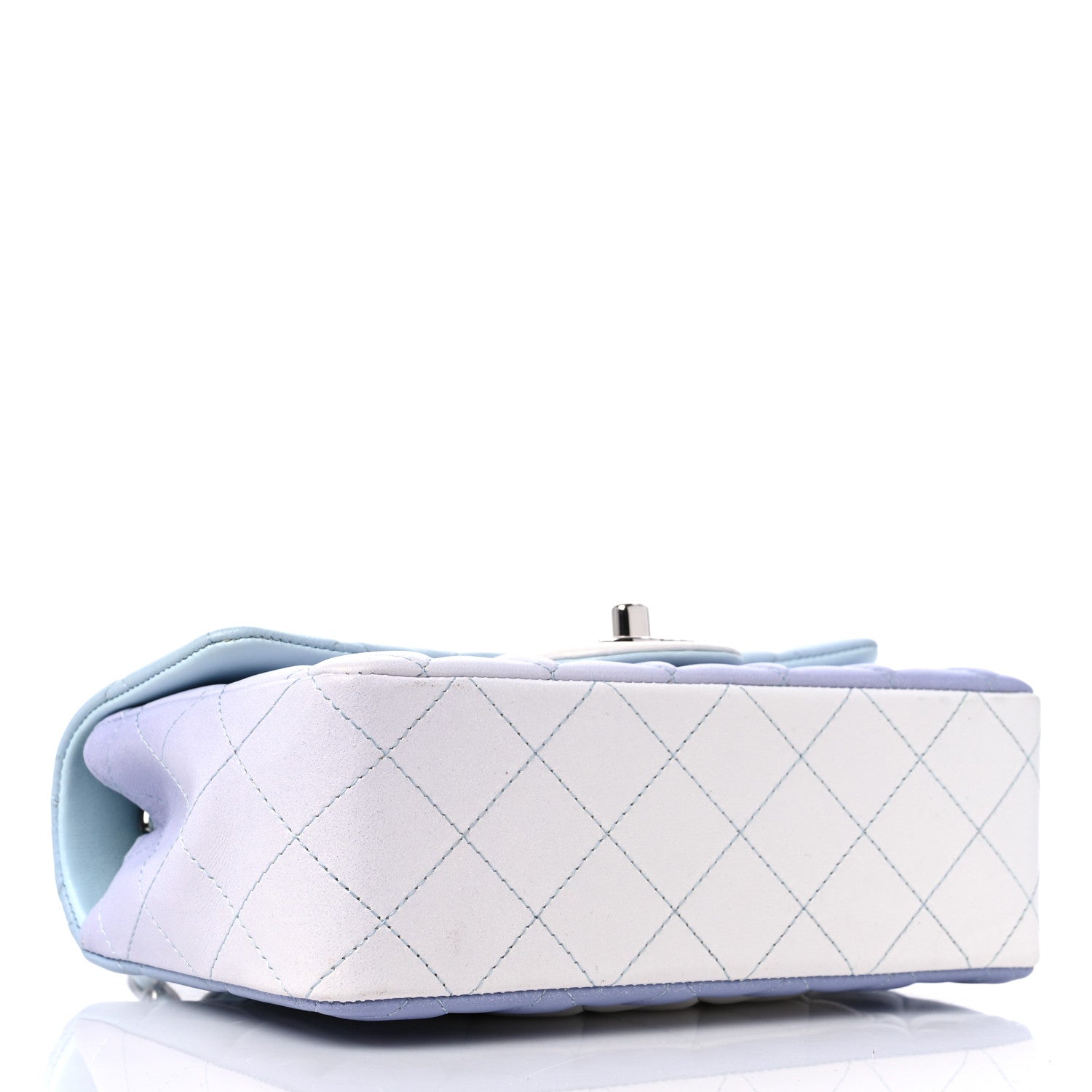 Chanel Perforated Lambskin Quilted Mini Rectangular Flap Light Blue Light Purple White 4 of 11