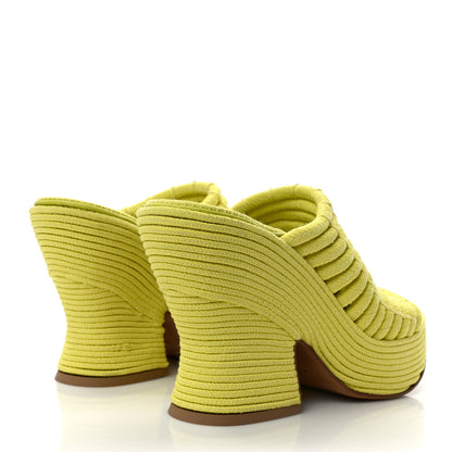 Bottega Veneta String Knit Slide Platform Wedge Sandals 37.5 Yellow 4 of 7