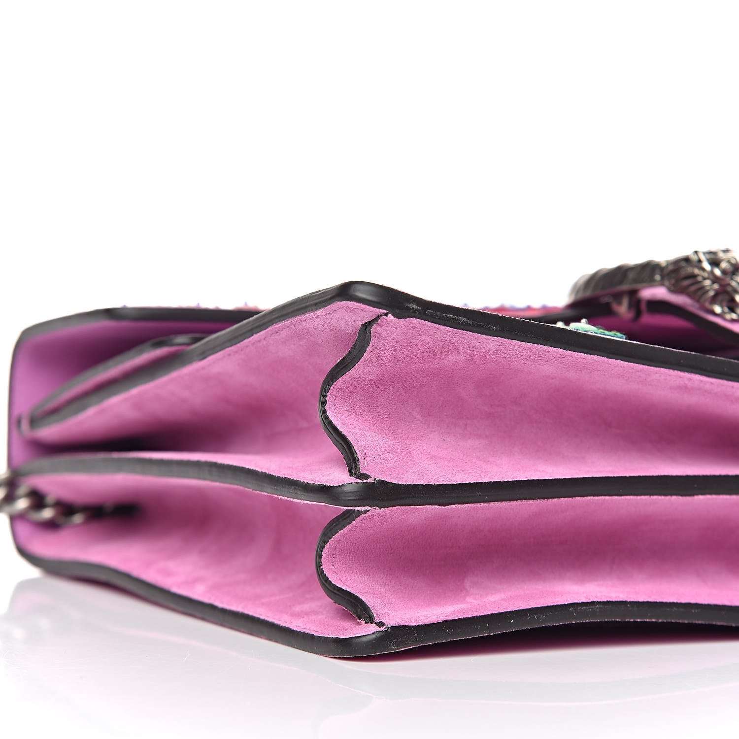 Gucci Suede Cudu Embroidered Medium Dionysus Shoulder Bag Candy Mousse Multicolor 8 of 11